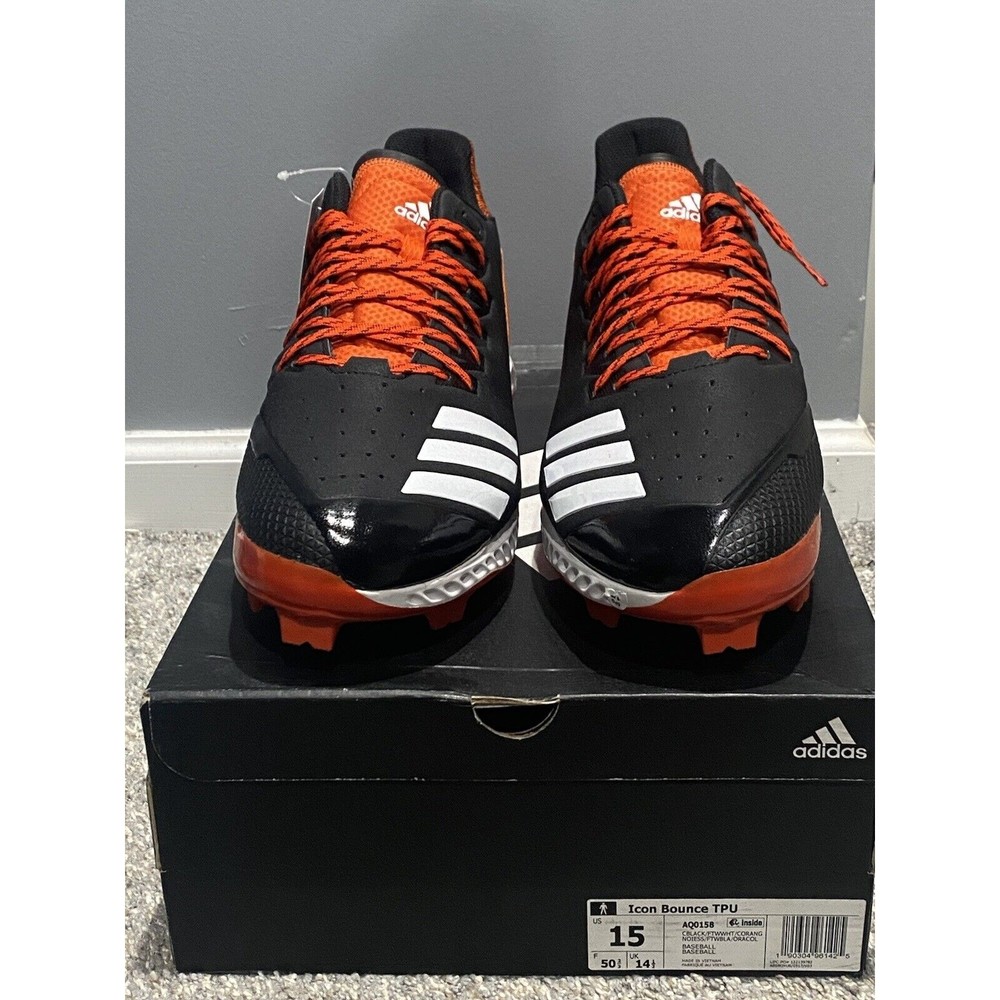 Adidas Baseball Cleats Men Black Orange Size 15